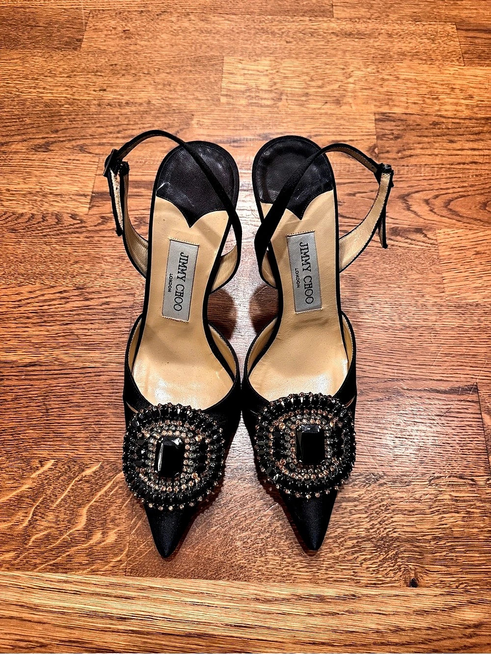 Jimmy Choo Pointed-Toe Slingback Heels in Black EU 38.5